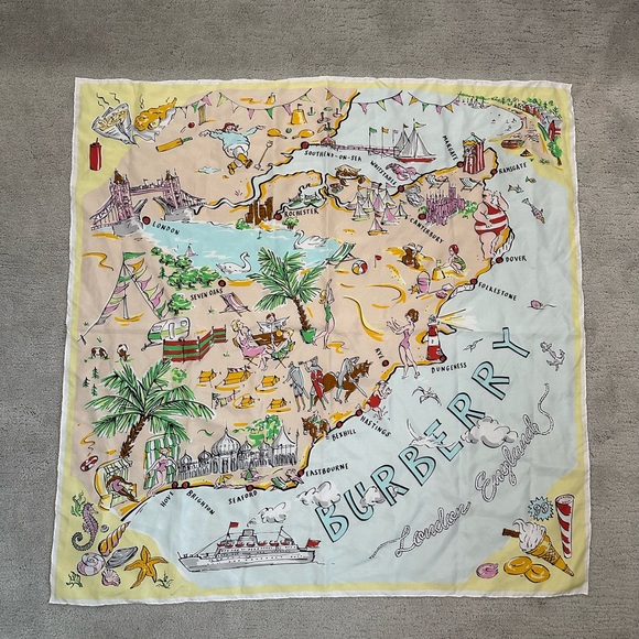 Burberry Castle Map Silk Scarf